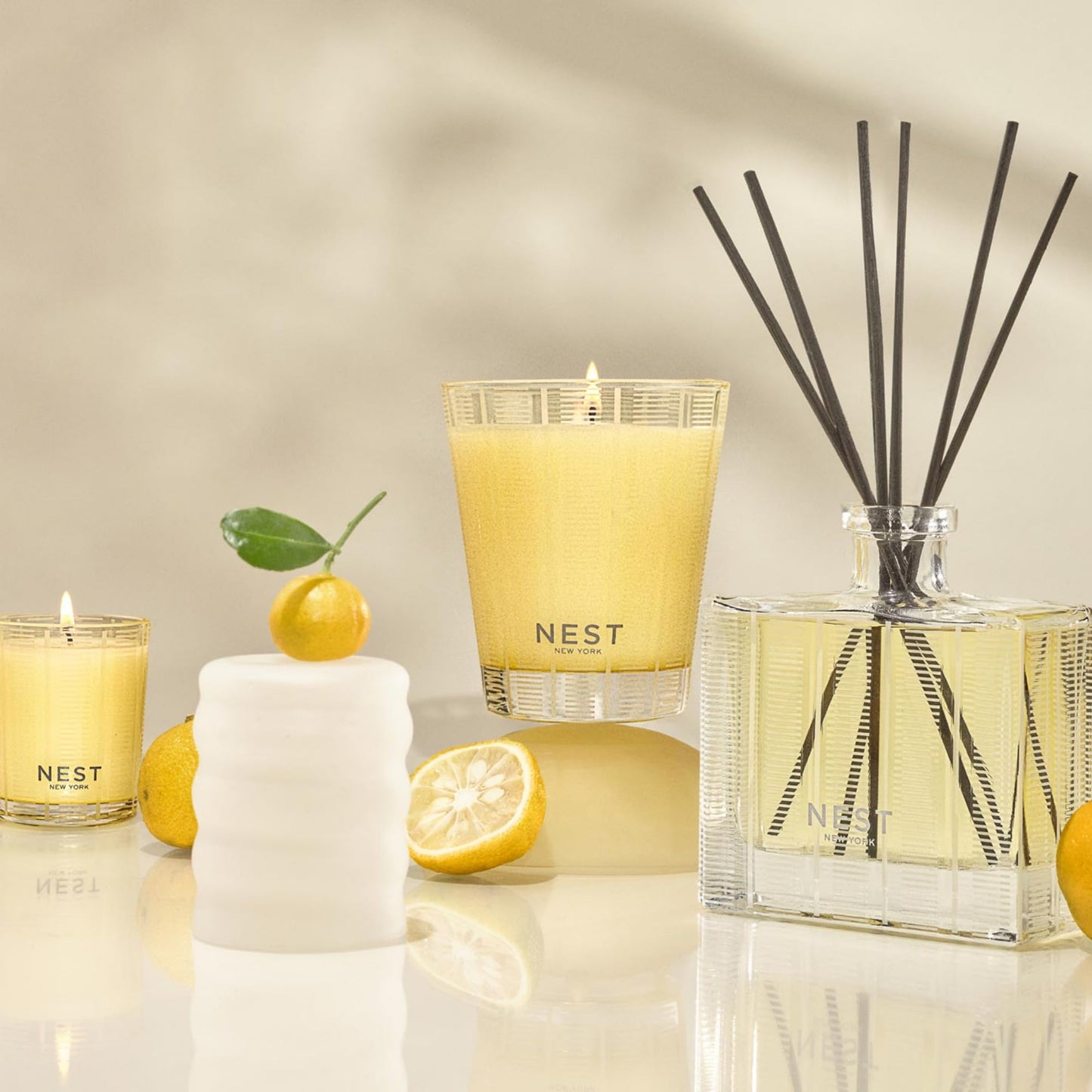 NEST New York Scented Votive Candle, Sunlit Yuzu & Neroli - 2 oz - Up to 28-Hour Burn Time - Reusable Glass Vessel