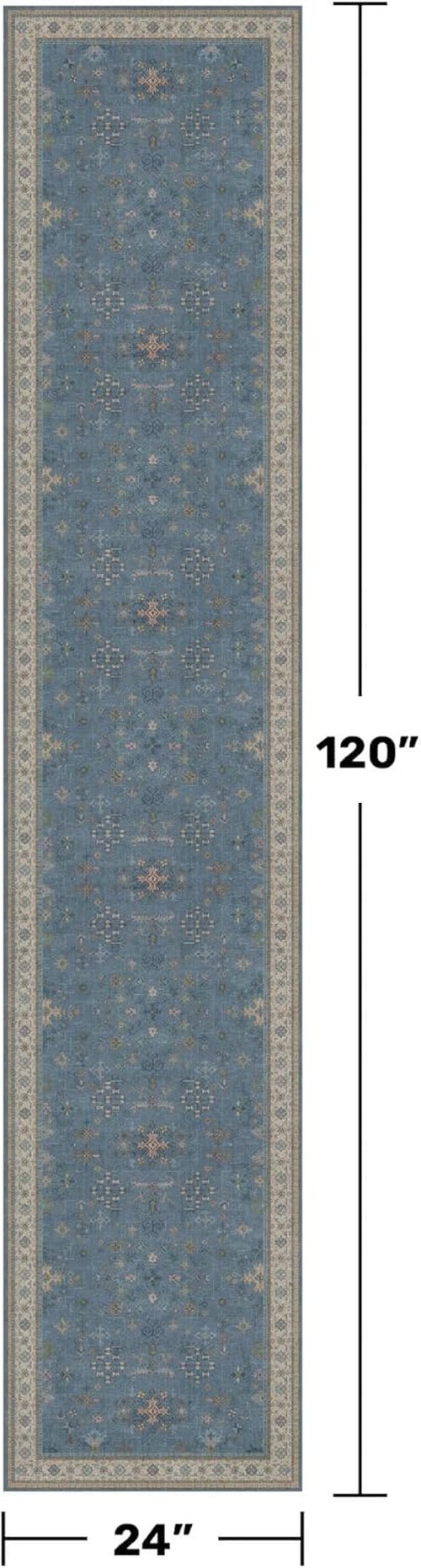 Hazo Haus Non-Slip 10ft Long Hallway Runner Rug - Washable & Waterproof Blue 2x10 Kitchen Mat | Modern Boho Design