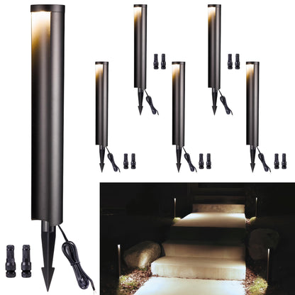 Varmtalys Outdoor Path Lights, LED Landscape Pathway Lights, 12V Low Voltage Wired, Waterproof 5W 200LM Black Aluminum for Backyard Patio 6 Pack