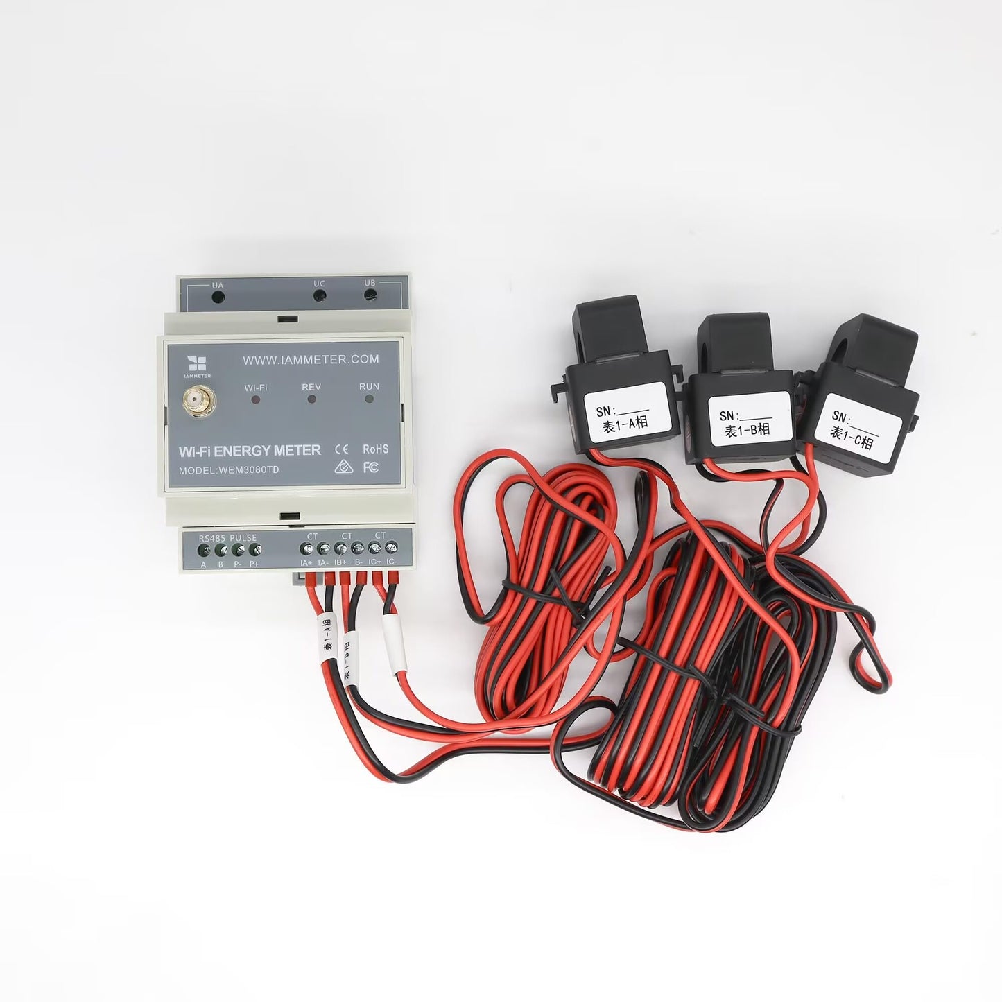 IAMMETER WEM3080TD Three-Phase Wi-Fi Energy Meter, Delta System Compatible, High-Precision 3-Phase Power Monitor, Real-Time Energy Tracking, DIN-Rail Installation, API & Cloud Supported