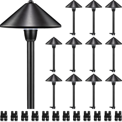 SUNVIE Low Voltage Landscape Lights 3W LED Aluminum Pathway Lights 12 Pack 3000K Waterproof Black Model LSBWB0312C