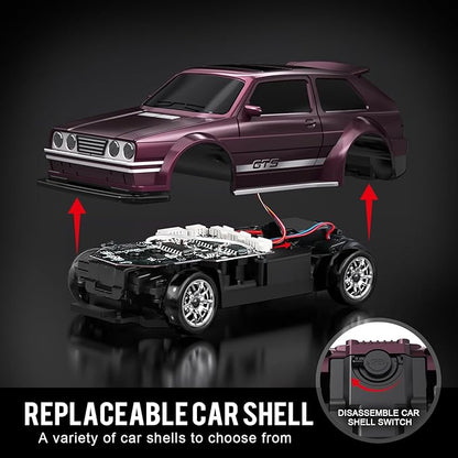 Mini RC Drift Car 1/43 with Gyroscope 4WD Full Proportional RC Car 2.4GHZ Hobby Grade Remote Control Cars RTR Model Vehicle 20+KM/H High Speed for Hobbyists Kids Adults (Maroon)