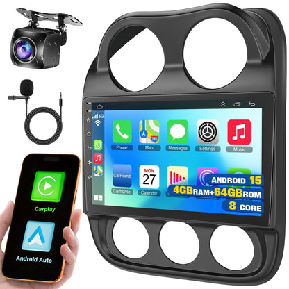 [4+64G] Android 13 Car Stereo for Jeep Compass Patriot 2010-2016 Support Wireless Carplay&Android Auto, 10.1 inch IPS Touchscreen Patriot Radio with GPS, WiFi, Bluetooth FM Radio