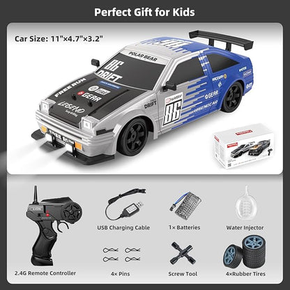 RC Drift Car Remote Control Cars 1/16 2.4GHz Drifting RC Car 4WD Remote Control Drift Cars with Spray LED Lights and Drifting Tires Toy Cars for Adults Boys Kids