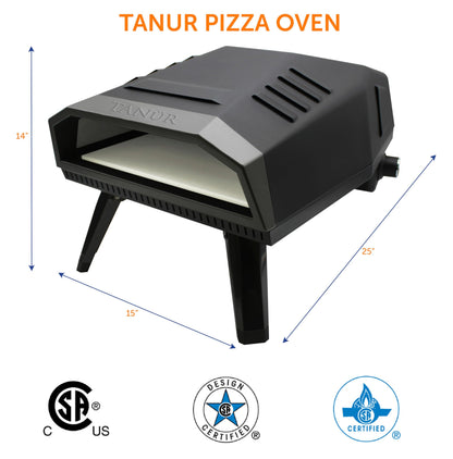 Flame King TANUR 12-inch Portable Outdoor Propane Pizza Oven Countertop for Camping, Backyard, and Tailgating, Multiple Air Vents, Piezo Auto Ignition, Non-Stick Pizza Stone