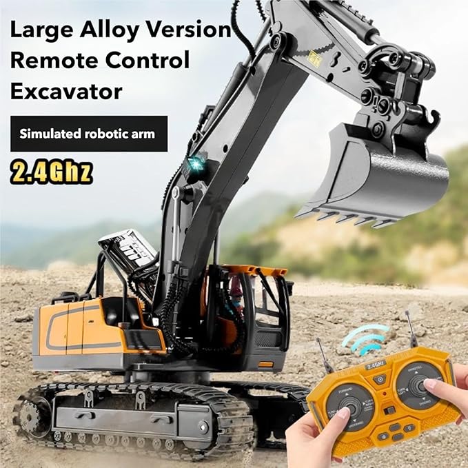 Mudsterz - Mudsterz Trucks Mudsterz Excavator 2.4GHz RC Construction Vehicle with Cool Lights and Real Sounds Realistic Engineering Design Metal Parts Little Builders Big Action (A2+B2)
