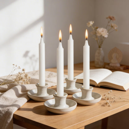 Viyffo 20 Pack White Taper Chime Candles, 4 Inch Mini Unscented Dripless Spell Candles, 1.5 Hour Burn Time for Rituals, Meditation, Prayer, Intention Setting, Altar & Home Décor