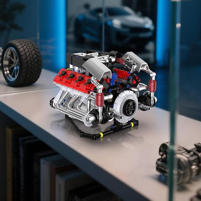 V8 Engine Model Kit That Works with LED Light and APP Control Collectible Set for Adults Visible Car Engine Building Engineering STEM Projects for Kids Boys (700 PCS)