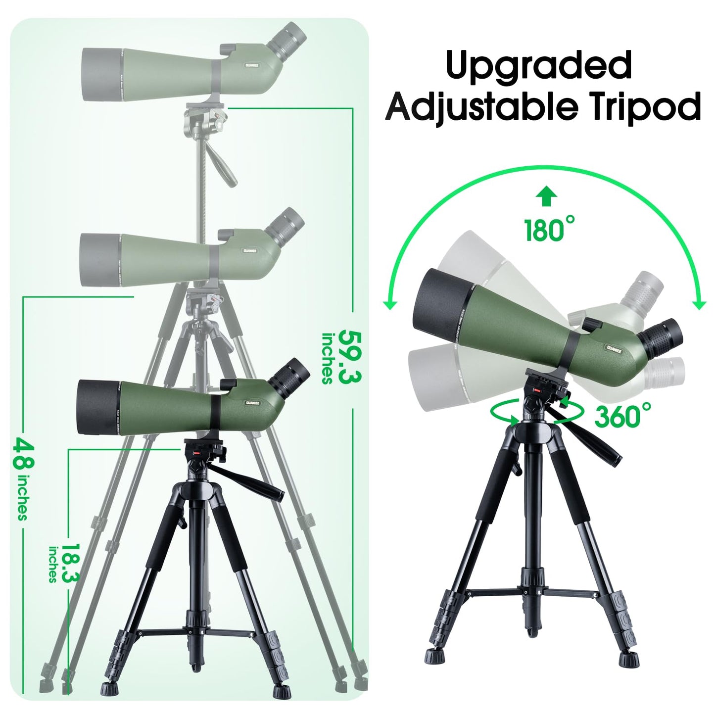 GUANIEE 25-75x80 Spotting Scope for Target Shooting with Full Size Tripod Carrying Bag and Phone Adapter Spotter Scope for Bird Watching, Wildlife Viewing Mud