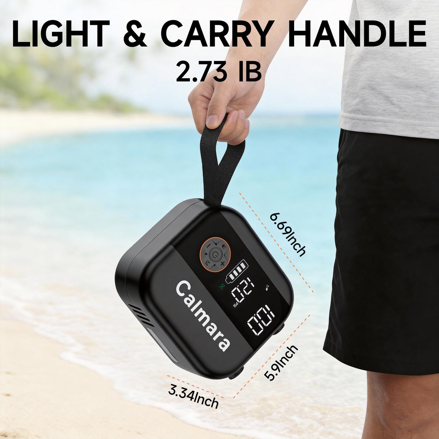 Calmara B1 Electric Paddle Board Pump,Rechargeable 10000mAh Cordless/12V DC 22 PSI High Pressure SUP Pump,Inflation & Deflation,Auto-Off for Stand Up Surfing Kite,Tent,Boat Gift for Men