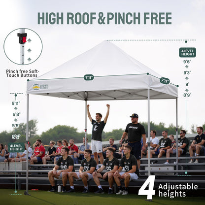 CROWN SHADES 8x8 Pop Up Canopy Tent,Commercial Canopy Tent Heavy Duty with 4" Wheels,4 Upgraded Weights,Patented Centerlock,400D Strength Oxford Fabric, Sto'N Go Bag,for Parties, Events, Camping,White