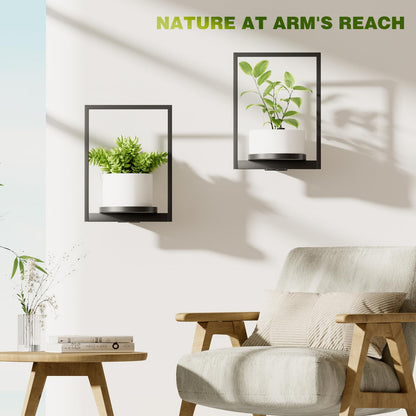 Qiaogreen Hanging Planters for Indoor Plants - Aesthetic Photo Frame Style Wall Plant Holder - Metal Window Plant Shelves, Wall Plant Hanger for Lingving Room Home Gardening Wall Decor (3-Pack)