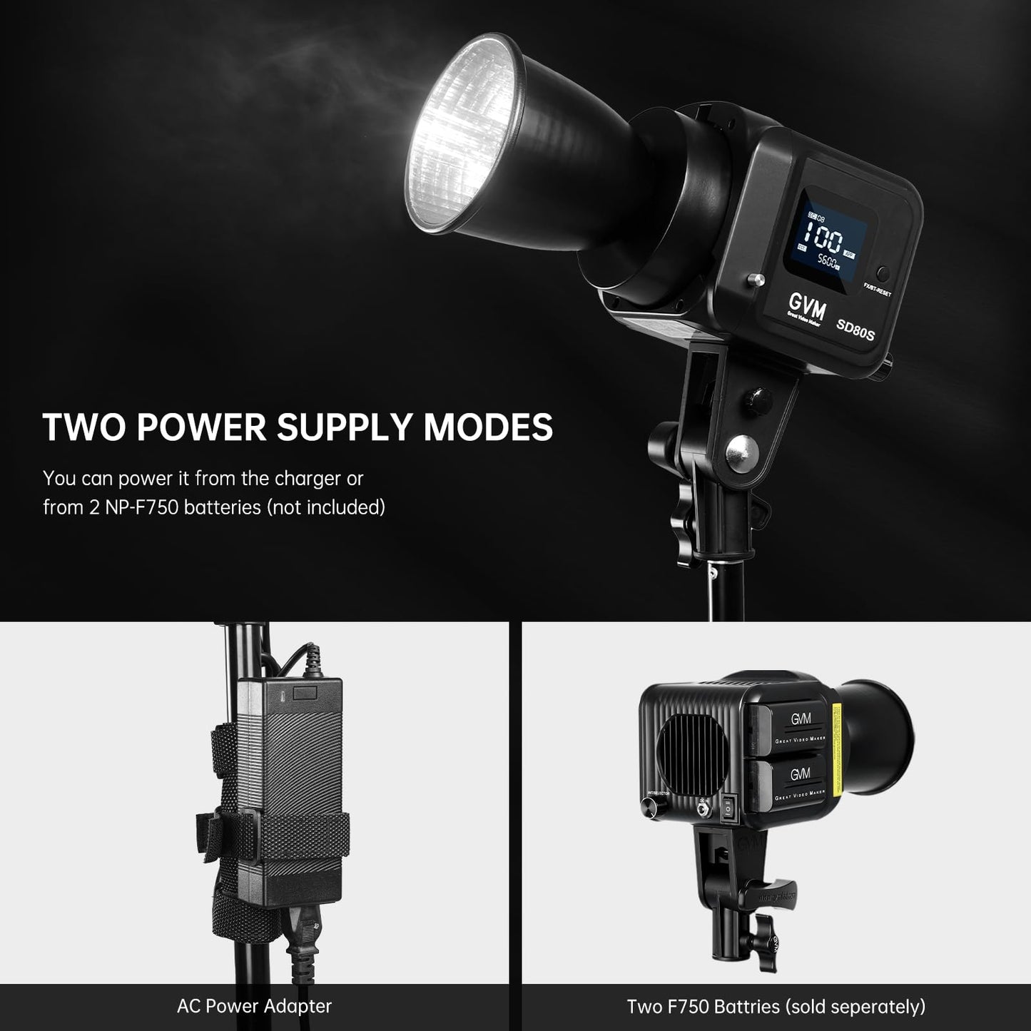 GVM 80W SD80S LED Video Light with Lantern Softbox and Tripod Stand Kit, 5600K Daylight Bowens Mount Studio Light, COB Continuous Output Lighting for Video Recording, APP Control, 12 Scenes, CRI97+