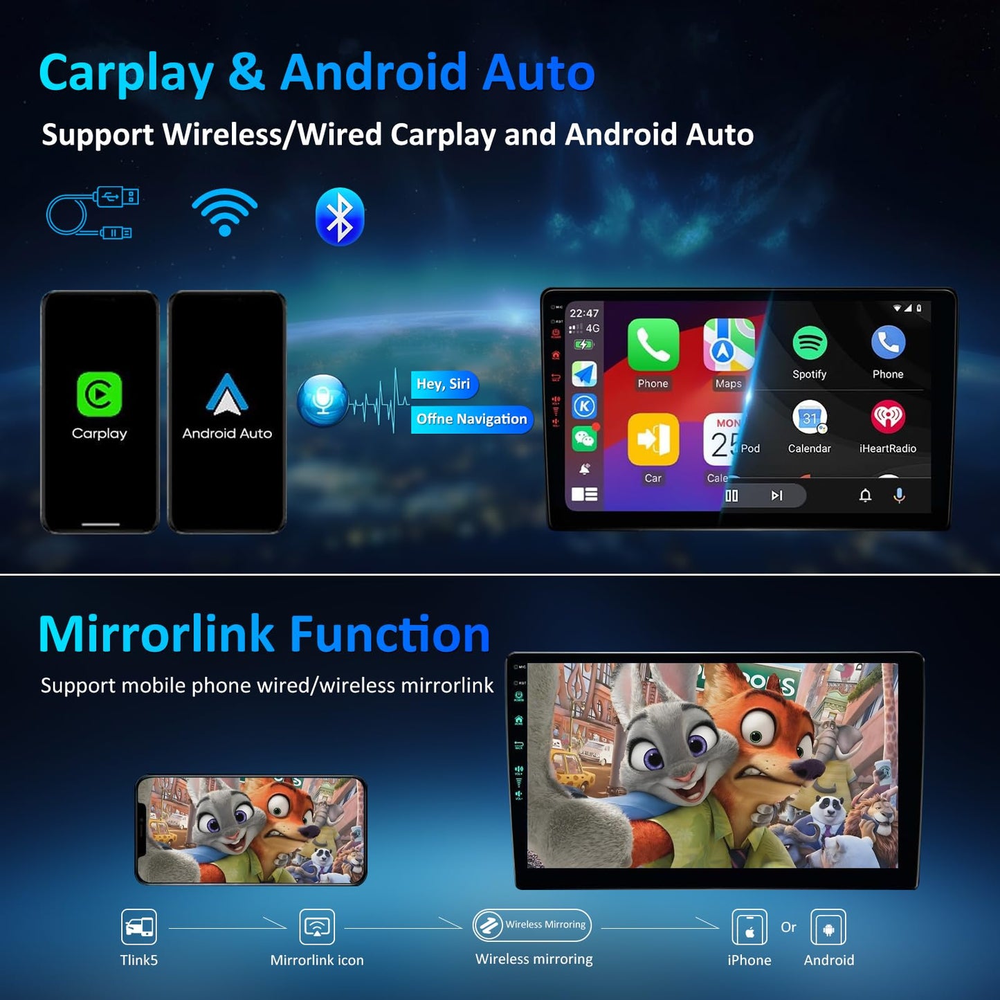 4G+64G Car Radio for Jeep Patriot Compass 2010-2016: 10'' Touchscreen Android 15 Car Stereo for Jeep Patriot Radio Replacement, Wireless CarPlay Android Auto,Bluetooth/WiFi/GPS/FM SWC/Backup Camera