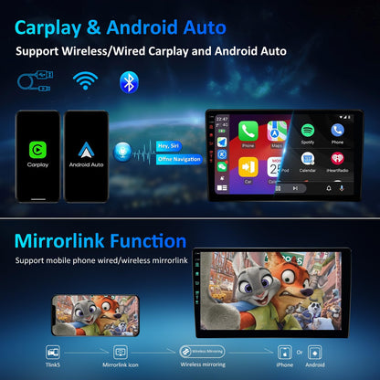 4G+64G Car Radio for Jeep Patriot Compass 2010-2016: 10'' Touchscreen Android 15 Car Stereo for Jeep Patriot Radio Replacement, Wireless CarPlay Android Auto,Bluetooth/WiFi/GPS/FM SWC/Backup Camera