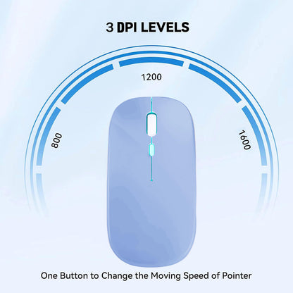 Wireless Bluetooth Mouse Rechargeable Laptop Mice with LED Lights Silent Slim Use(BT5.2 and 2.4G Portable USB Receiver)Dual Mode Computer Mouse for Laptop/iPad/Tablet/Apple/Computer/Mac(Black)
