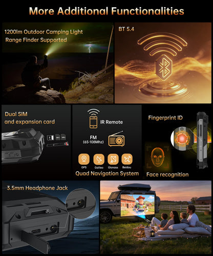 8849PRO Tank X 5G Rugged Smartphone,Android 15 Mobile Phones with 220 Lumens Projector,32GB RAM+512GB ROM,6.78’’ LCD Screen,17600mAh Battery Cell Phone Unlocked, 1200LM Camping Light/IP68/GPS