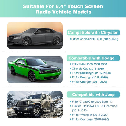2026 New 8.4" UConnect 4C UAQ Screen Radio Navigation, Chip Upgrade Gel-Free, Replacement Compatible Fit for Dodge RAM Jeep Chrysler 2017-2021 Replace OEM # LA084X01(SL)(02) with Mounting Tool