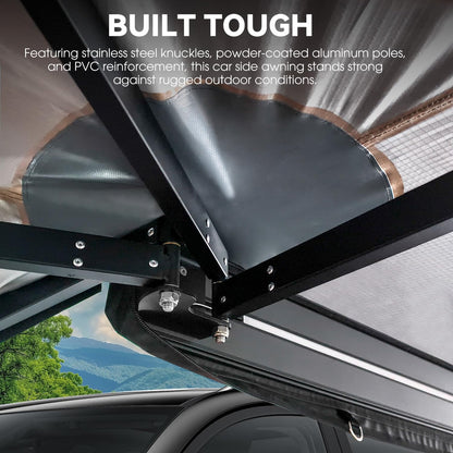 Peakamper 270 Awning Free Standing w/LED Light, 108 sq ft Shelter Car Side 270 Degree Awning, UV50+ Waterproof Wind Resistant for SUV Van Truck Vehicle, Passenger Side