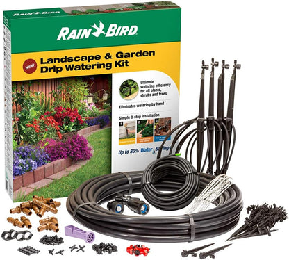 Rain Bird LNDDRIPKIT Drip Irrigation Kit - Efficient Landscape & Garden Watering System with Drippers & Micro-Bubblers