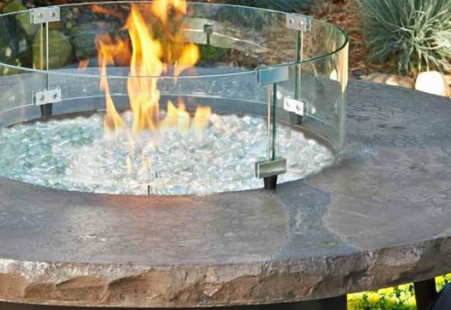 Hiland 22'' Round Tempered Glass Wind Screen for Fire Pit Table, Glass Wind Guard, 6'' in Height, Hardware Included, Easy Assembly