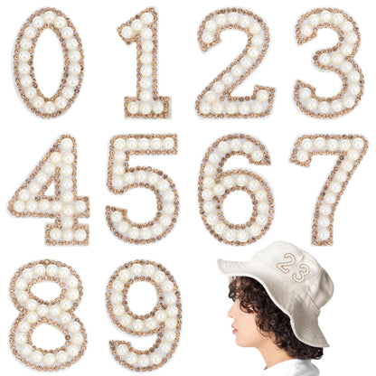10 PCS Rhinestone Number Patches,0-9 with Glitter Number Stickers Iron on Patches DIY Sewing Supplies for Clothing Sweaters Backpacks Skirts Hats - 1.81 Inch