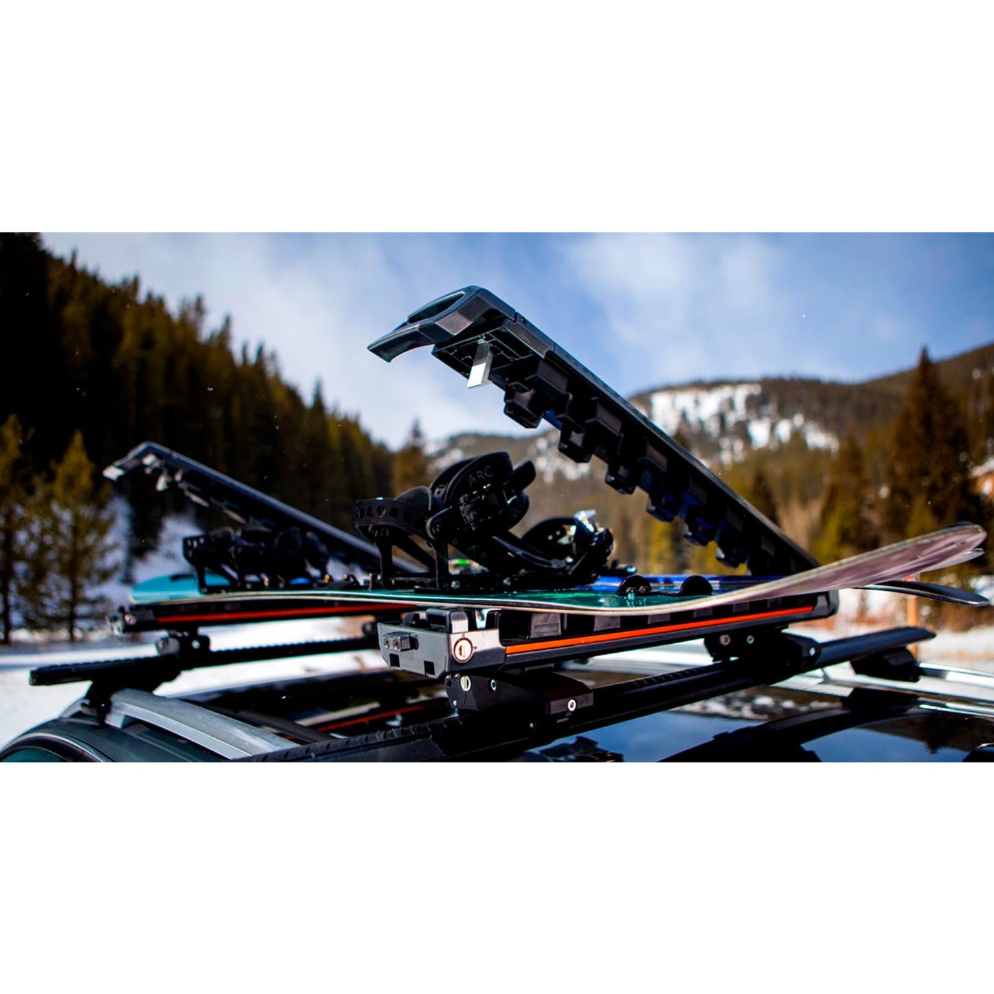 KUAT Grip 6 Durable Universal Car SUV Rooftop Crossbars Mounted Winter Sports Gear Hauling Transportation Slide-Out Locking Clamshell Rack, Fits 6 Skis/4 Snowboards - Gray Metallic with Orange Anodize