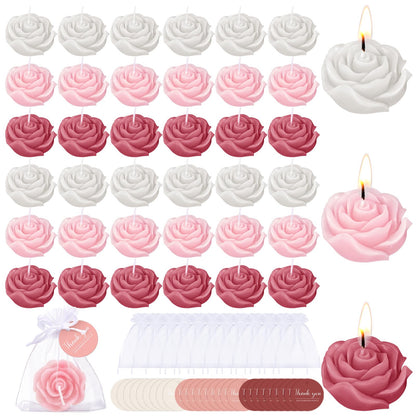 Treela 50 Set Flower Candles Wedding Favor for Guests Mini Dusty Pink Rose Shaped Tealight Candles for Return Gift Wedding Birthday Bridal Shower Housewarming Party