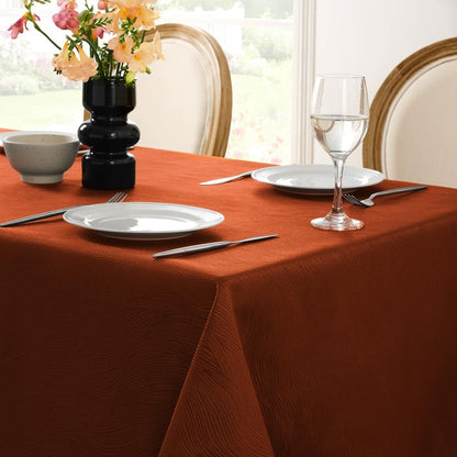 Softalker Fall Table Cloth Jacquard Rectangle Tablecloth Waterproof Spillproof Table Cover Burnt Orange for Autumn Harvest Thanksgiving Decoration (60x104 Inch,Rust Red Swirl)
