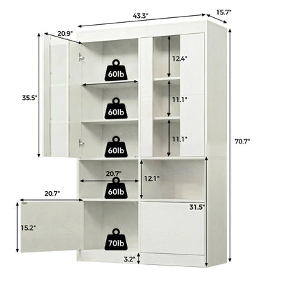 IRONCK Bookshelves and Bookcases with Doors, 70.7" H White Bookshelf with 5-Tier Storage, Large Book Shelf with Acrylic Doors for Living Room, Home Office