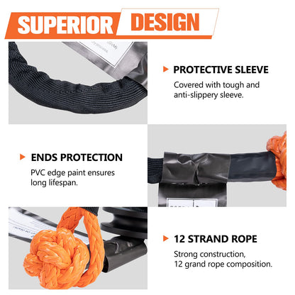BUNKER INDUST Vehicle Offroad Recovery Kit, Pair Traction Boards Black + Synthetic Soft Shackle with Winch Ring