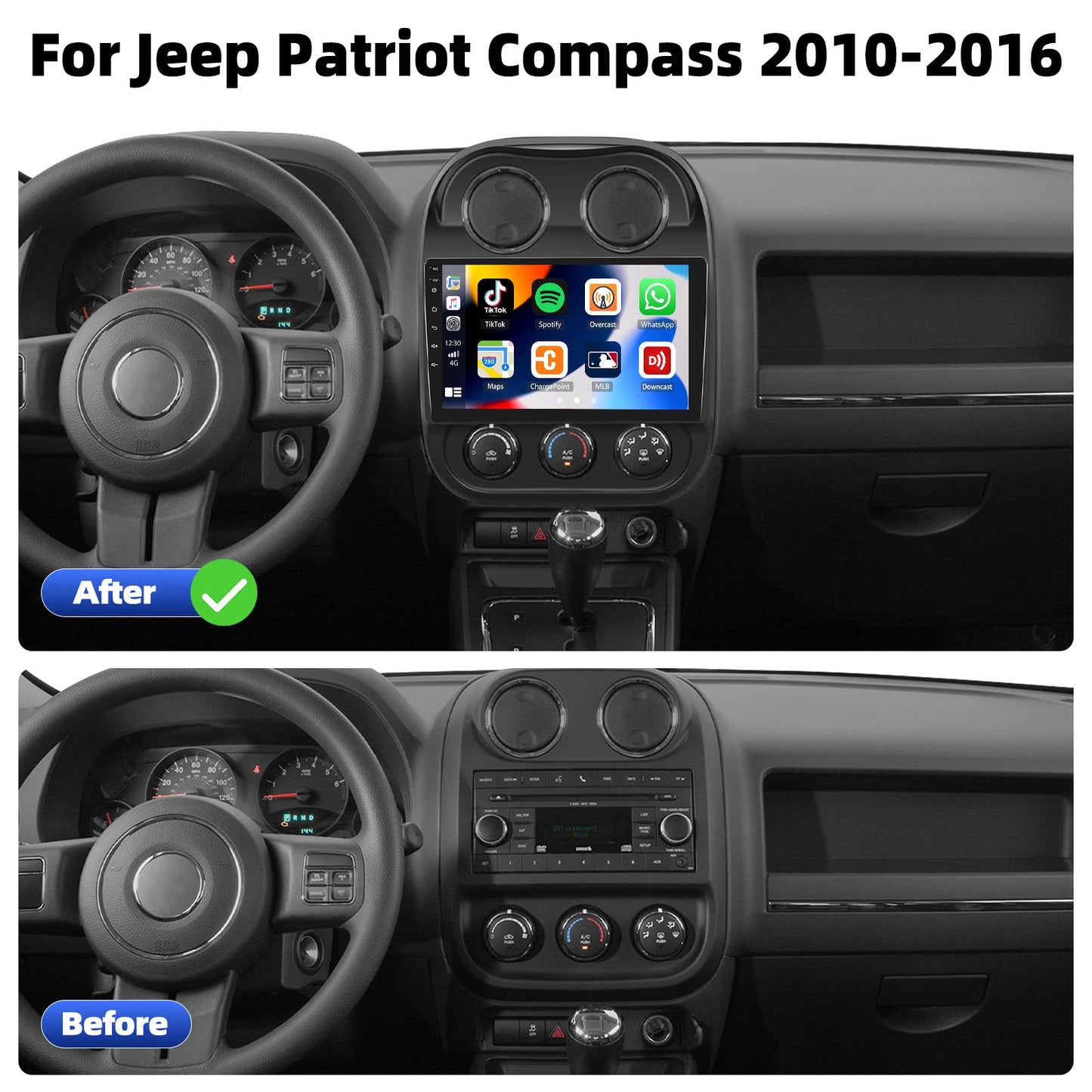 [2GB+64GB] Android 13 Car Radio for Jeep Compass Patriot 2010-2016 with Wireless Carplay Android Auto,10.1 ' 1080P Touchscreen Head Unit Bluetooth WiFi GPS 26-UI Mirror Link SWC Rear Cam+ USB Canbus