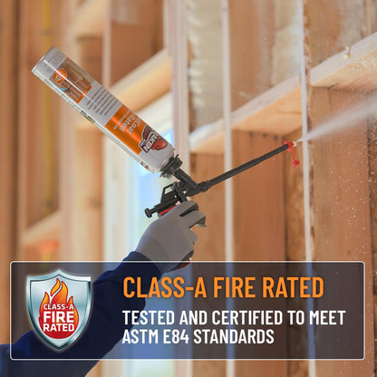 Kraken Bond Fastcoat Fire Rated Spray Foam Insulation Kit Closed Cell in a Can 240 sq ft (12x27.1 oz.) (R-Value 11.32 / 2in) - Spray Foam for Garage Door, Attic, Wall Gun & Cleaner Included, 12 Pack