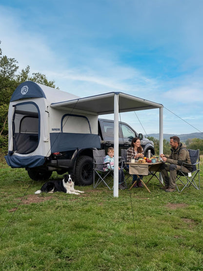 Niphean Inflatable Truck Bed Tent with Zipper-Connect Rv Awning, 3-Min Setup Camping System for 5.5–8ft Truck Tent, Waterproof PU3000mm + UV50+ Side Shade, 2+1 Person Overland Shelter