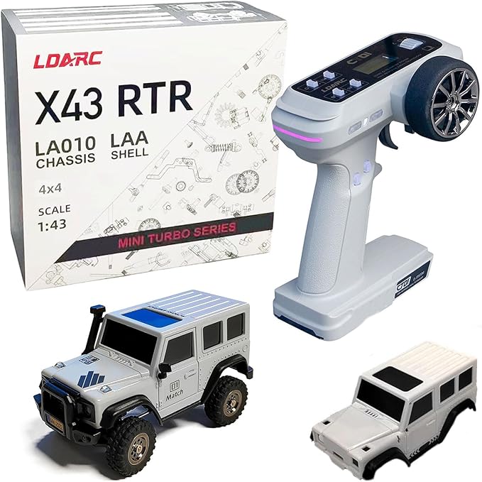 LDARC 1:43 Scale Mini RC Crawler RTR RC Rock Truck 4x4 2.4GHZ Hobby Grade Remote Control Car Model Vehicle RC Buggy Comes with a DIY Replaceable Body Shell(Grey)