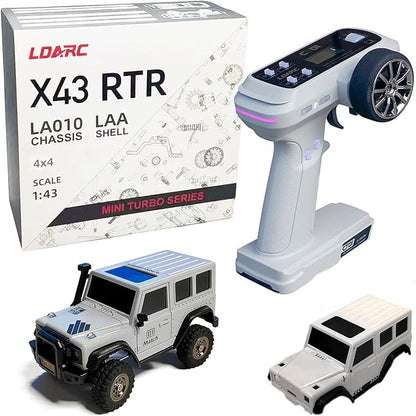 LDARC 1:43 Scale Mini RC Crawler RTR RC Rock Truck 4x4 2.4GHZ Hobby Grade Remote Control Car Model Vehicle RC Buggy Comes with a DIY Replaceable Body Shell(Grey)