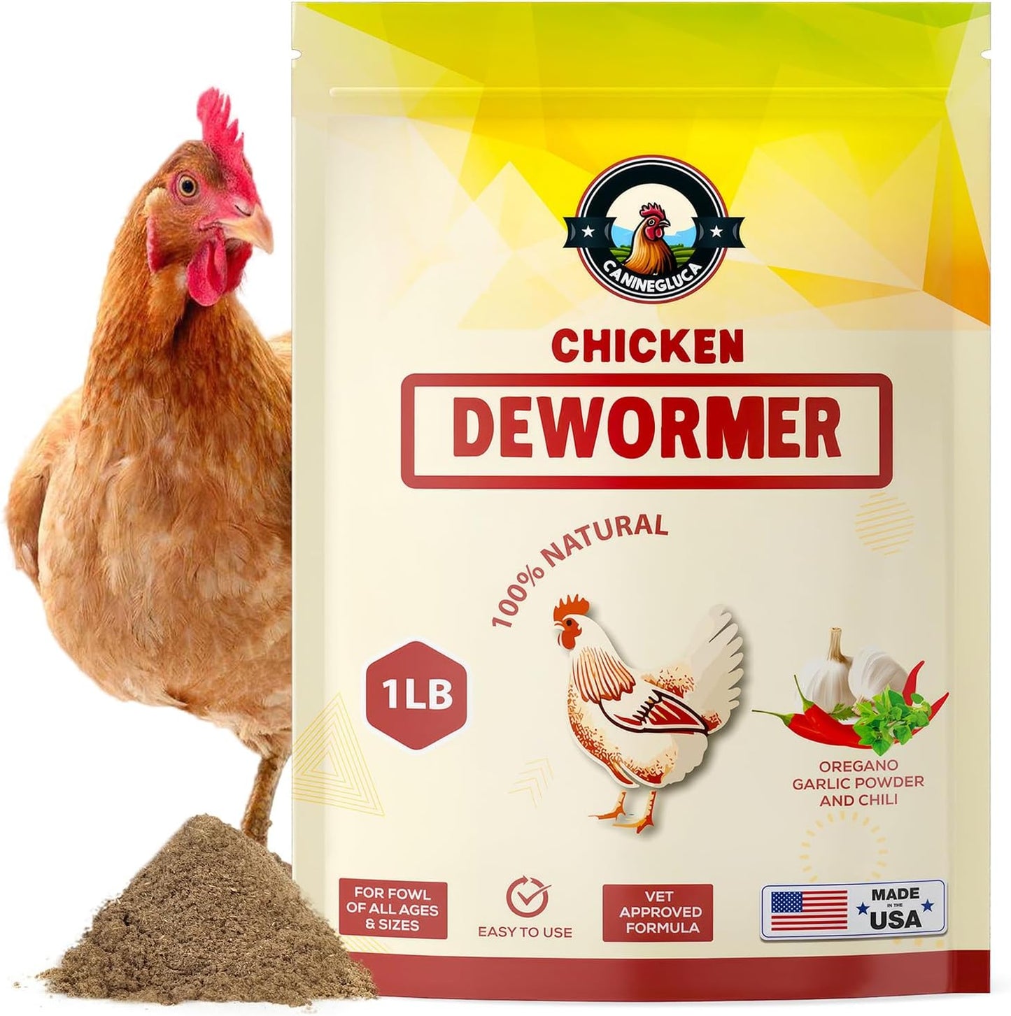 Natural Chicken Dewormer Powder - Chili Mix Formula | 1LB XL Pouch for Laying Hens & Gut Health Support