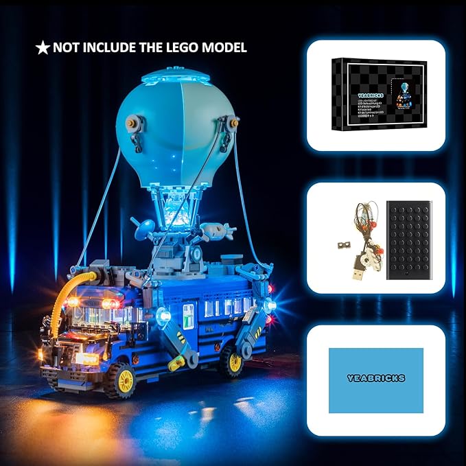 YEABRICKS LED Light for 77073 Fortnight Battle Bus Building Blocks Model (Building Set NOT Included)