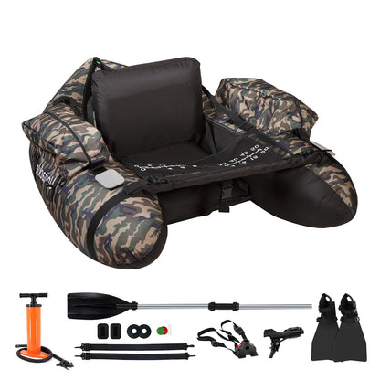 UNITACKLE Inflatable Float Tube, with Paddles, Fish Ruler, Air Pump, Storage Bag, Adjustable Shoulder Straps, Weight Capacity of 286 lbs, for Adults Fishing in Rivers and Lakes, Camo Military Green