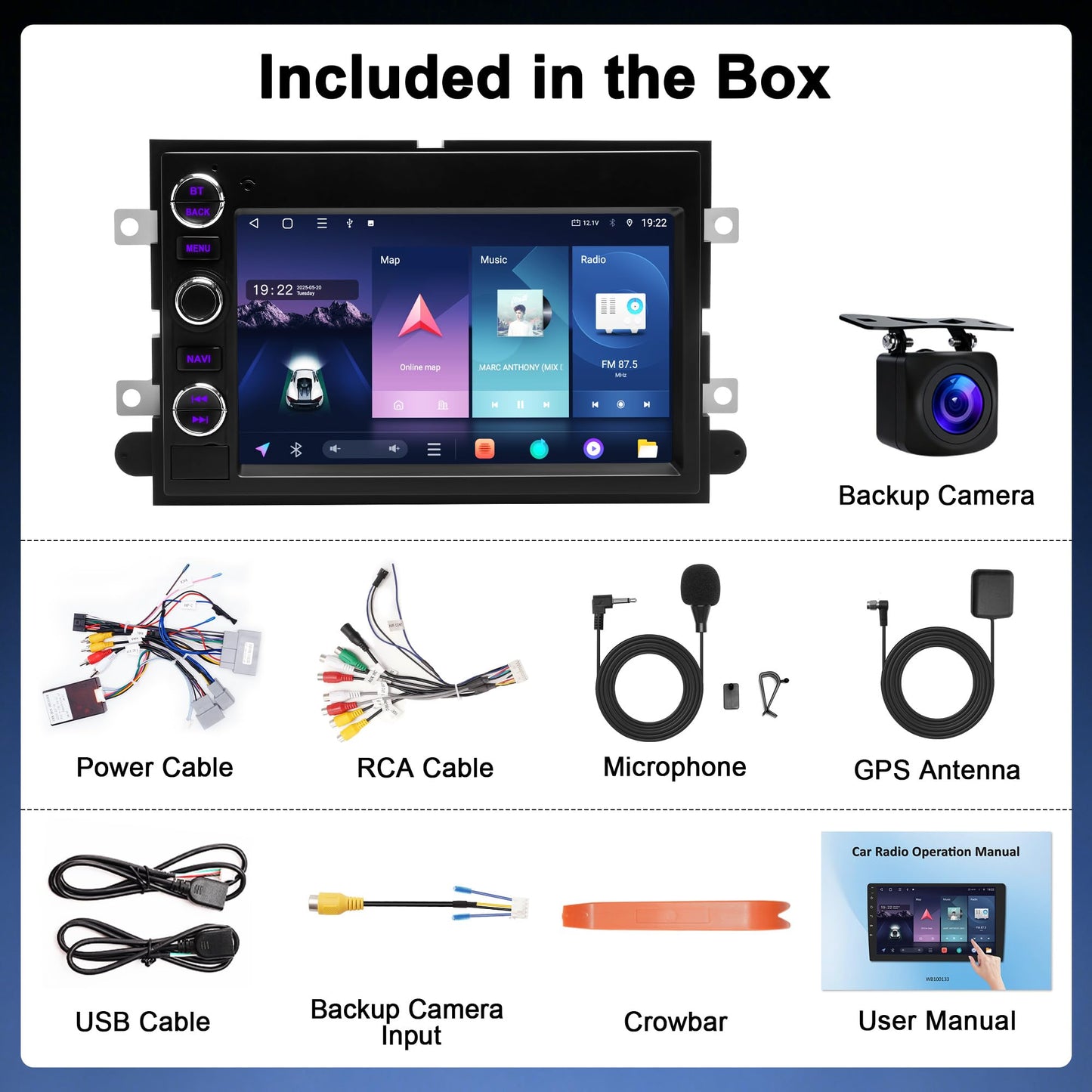 4G+64G Car Radio Stereo for Ford F150 2004-2008: Upgrade Android 15 7" Touchscreen Head Unit Replacement Wireless CarPlay Android Auto, BT 5.4, WiFi 6, GPS, FM, RDS, EQ, SWC, 1080P Backup Camera