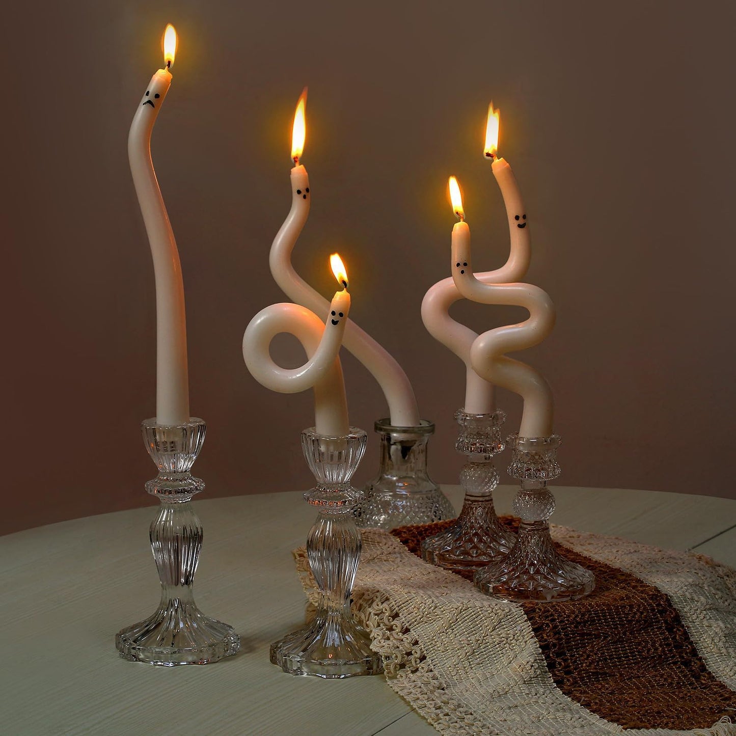 Four Twisted Spiral rods of Candles with Different Expressions of Ghosts and Devils, The Essential Items for a Halloween Haunted House