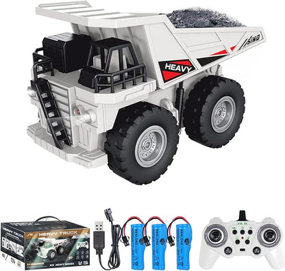 Remote Control Dump Truck 2.4Ghz 11 Channel RC Construction Vehicle Toy with Lights Music Electric Transport Garbage Truck Toys for Teen Birthday Gift