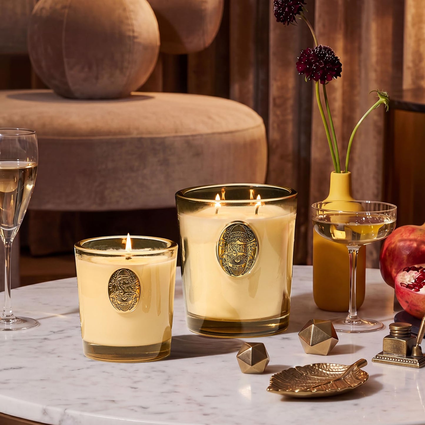 M&SENSE Natural Soy Candle | Cheer Champagne & Gold | 9.2 oz, 50H Burn Time | Luxury Scented Candle for Relaxation, Gifting, Home Décor | Ideal for Bedroom, Office, Party Ambiance