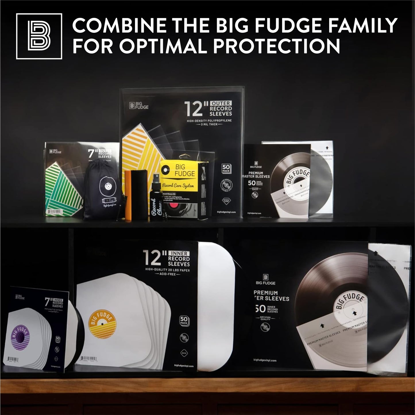 Big Fudge Premium 12-Inch Round Bottom Inner Vinyl Sleeves - Anti Static Rice Paper - 25pcs Pack