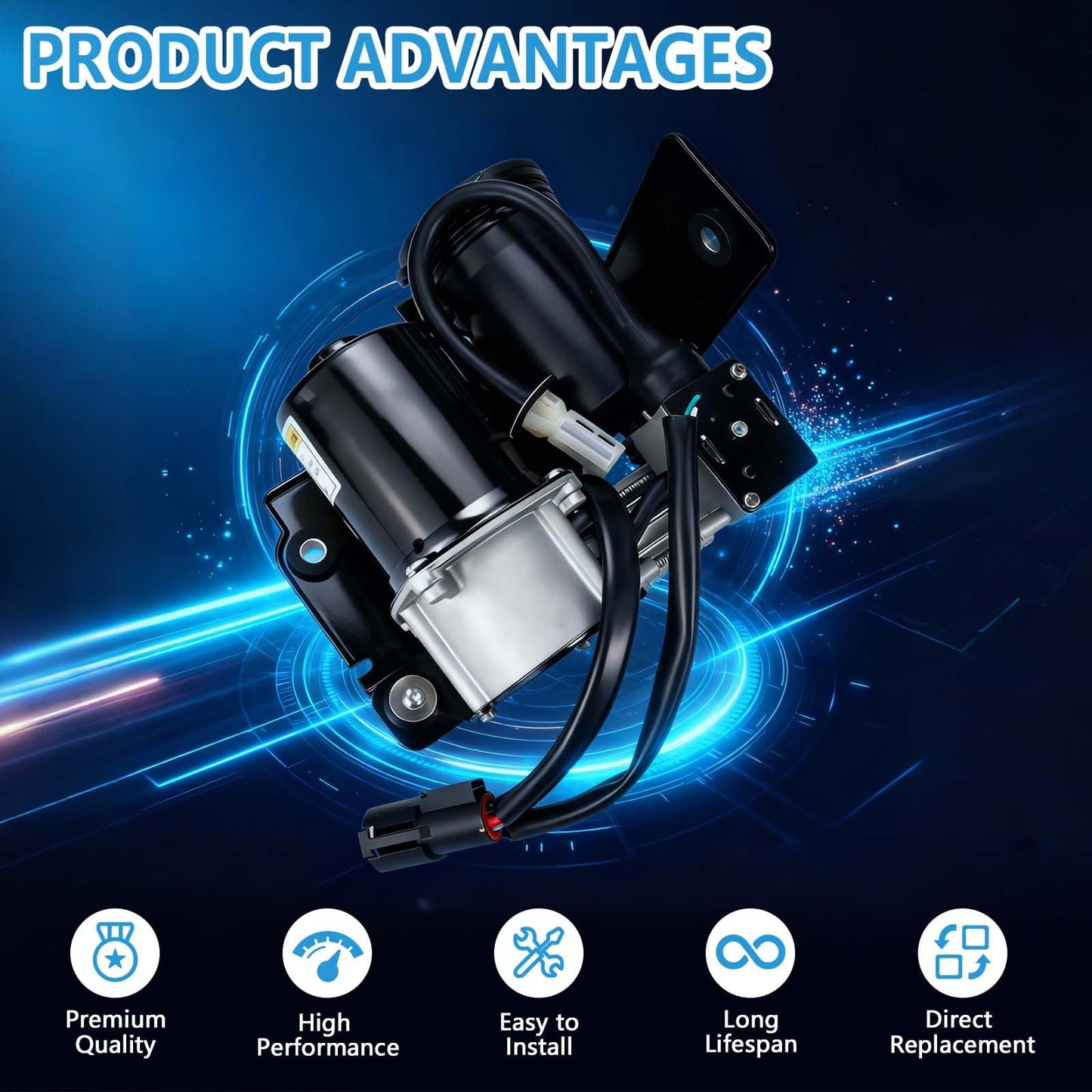 FRGOLIN Air Suspension Compressor Pump Compatible with Ford Expedition Lincoln Navigator 2007-2018 with Bracket Replaces 7L1Z5319AE 7L1Z5319A 949-202