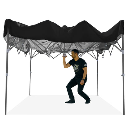 E-Z UP Patriot ONE-UP Technology Vented Shelter, 10' x 10', Black Top, Grey Frame