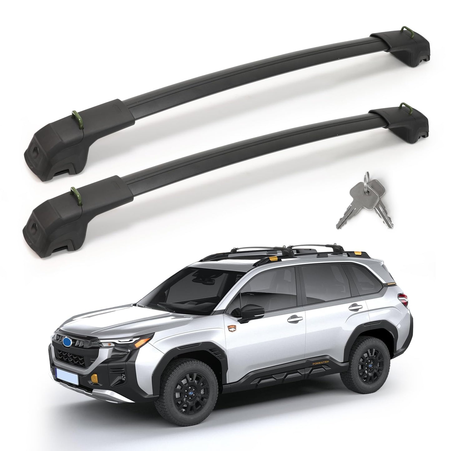 Roof Rack Cross Bars Compatible with Subaru Forester Wilderness 2022-2026, 300 LBS Anti-Theft Lockable Roof Rack Cross Bars with Folding Hooks, Aluminum Cargo Racks for Kayak, Luggage, Bike, Snowboard