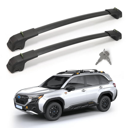 Roof Rack Cross Bars Compatible with Subaru Forester Wilderness 2022-2026, 300 LBS Anti-Theft Lockable Roof Rack Cross Bars with Folding Hooks, Aluminum Cargo Racks for Kayak, Luggage, Bike, Snowboard