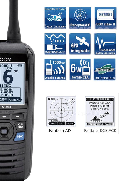 Icom M94D 21 USA VHF Marine Transceiver with DSC & AIS Receiver