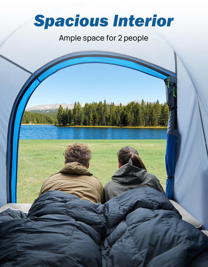 JOYTUTUS Truck Tent, Portable Truck Bed Tent with Rainfly, Truck Tent for 6.0'-6.3' with Fiberglass Pole, Waterproof PU2000mm Double Layer for 2 Person - Blue
